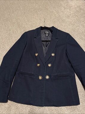 Jones New York Dark Denim Double-Breasted Jacket Petite M fits 8-10 petite